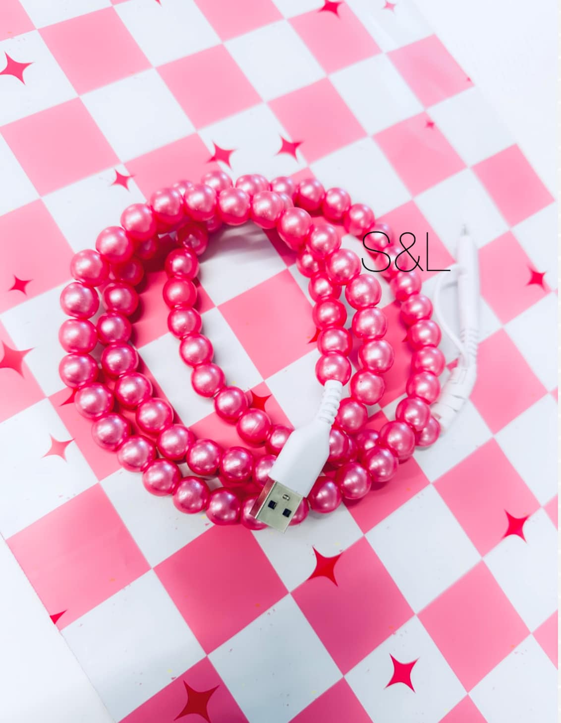 Pink Pearl Phone Charger