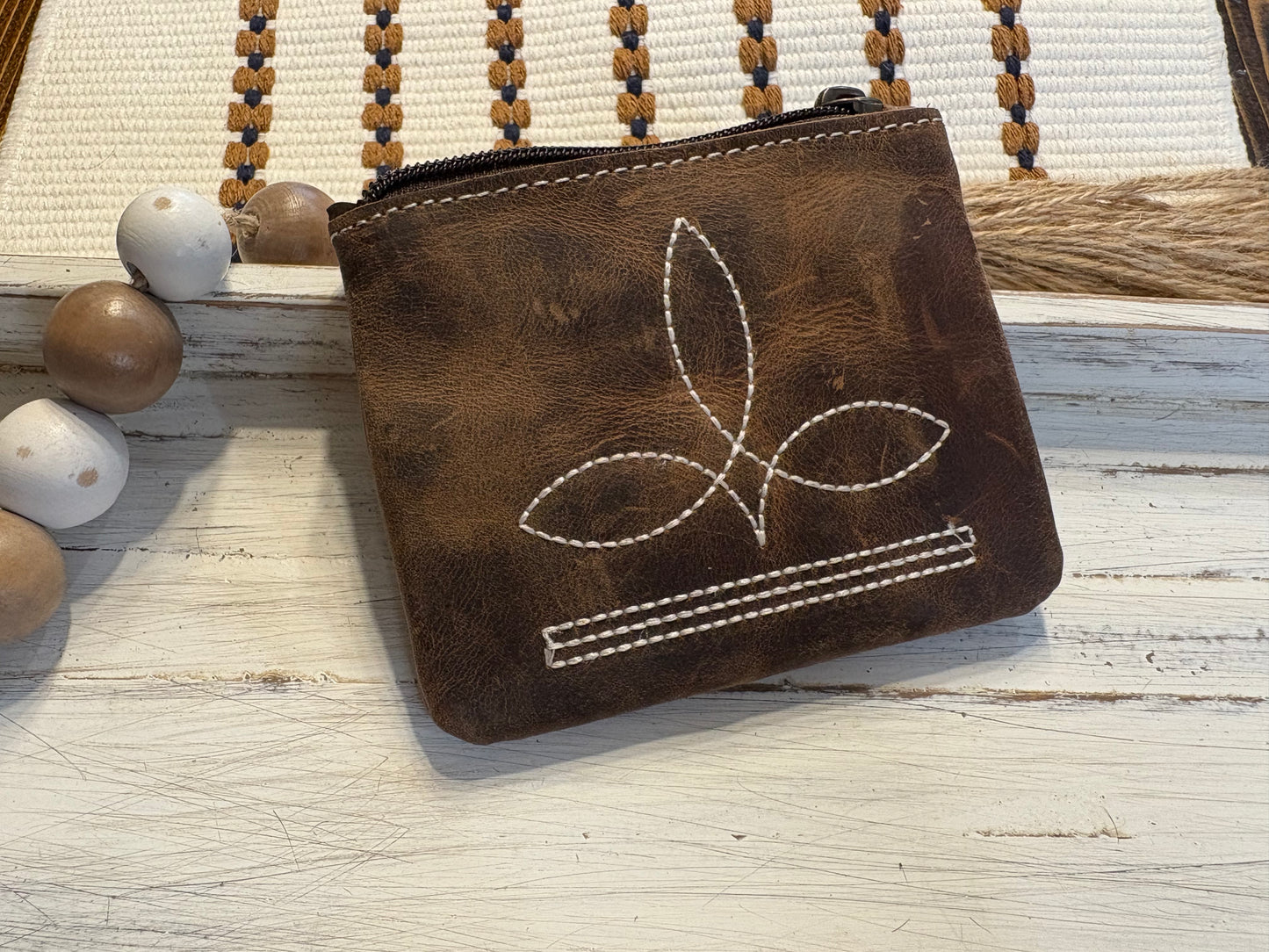 Leather Boot Stich Coin Purse