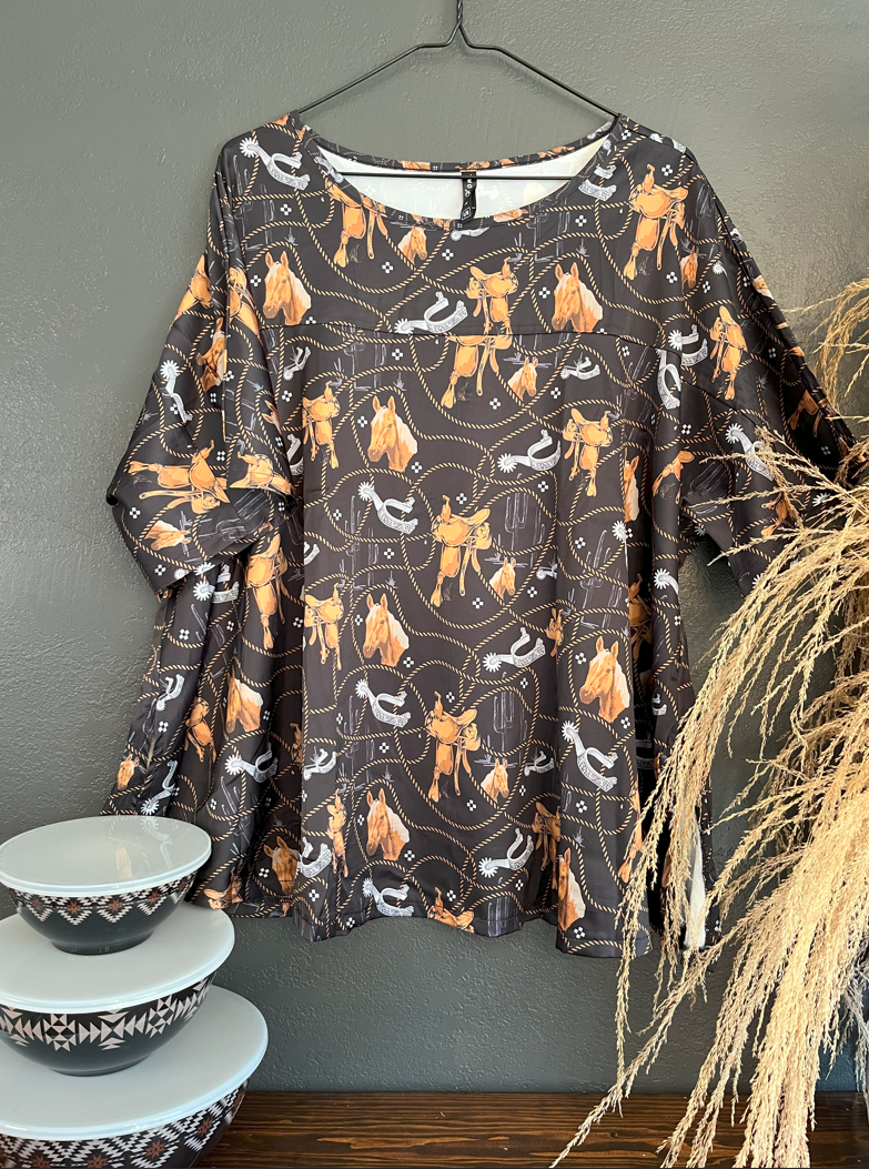 Palomino Print Flowy Top