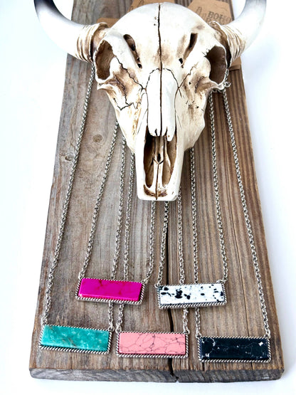 Stone Bar Pendant Necklace