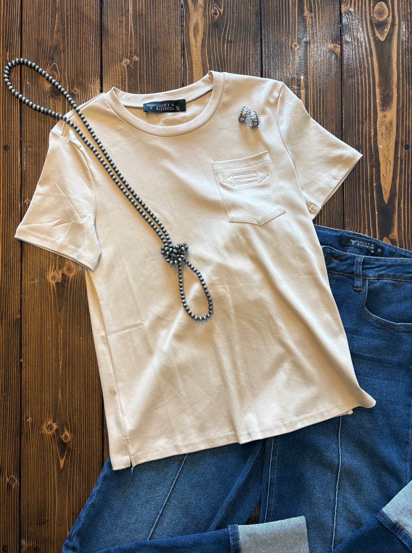 Khaki Short Sleeve Arrow Pocket Tee