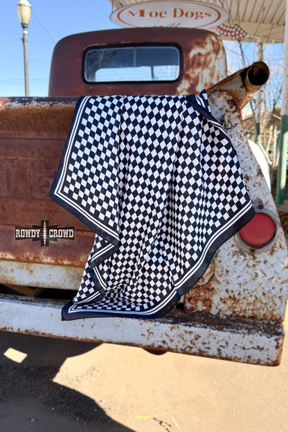SMALL Black Checkered Out Wild Rag/Scarf
