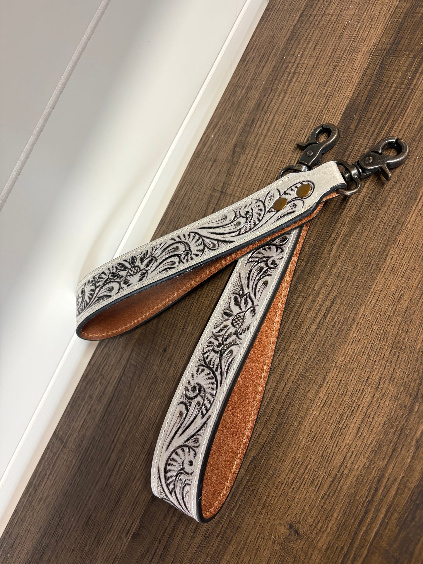 Tooled Leather Wristlet