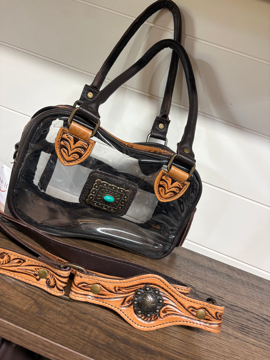 Clear Tooled Leather Bag