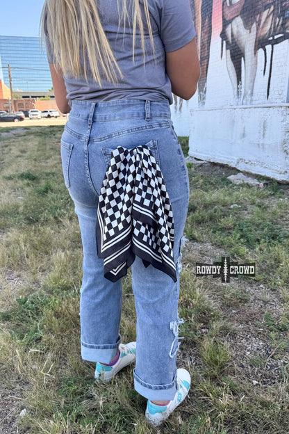 SMALL Black Checkered Out Wild Rag/Scarf