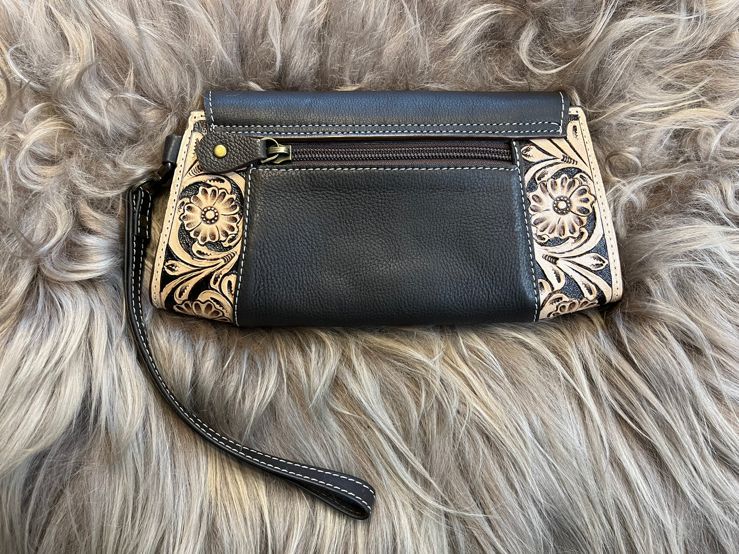 Tooled Black Leather Wallet