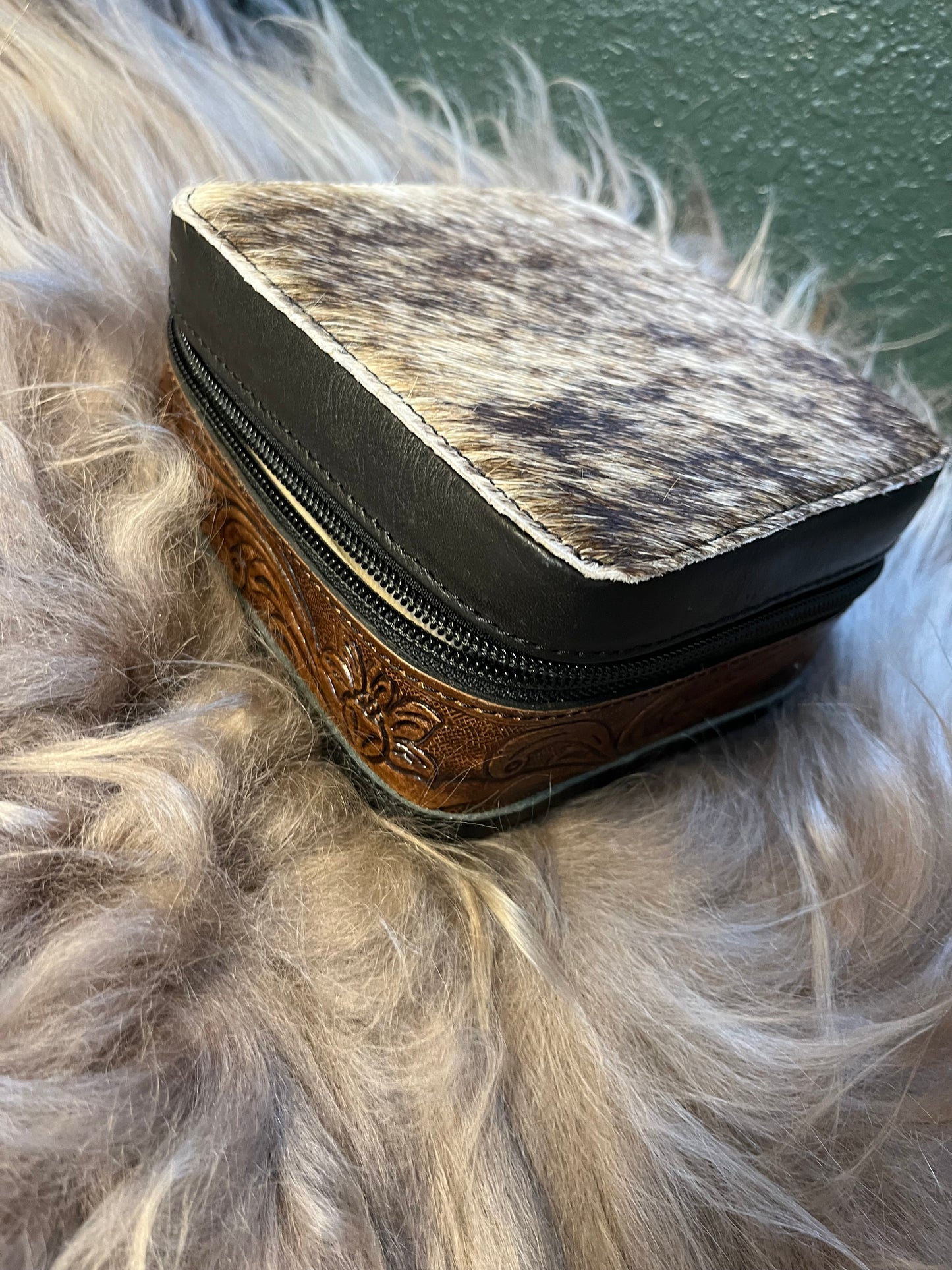 Cowhide Topped Jewelry Box