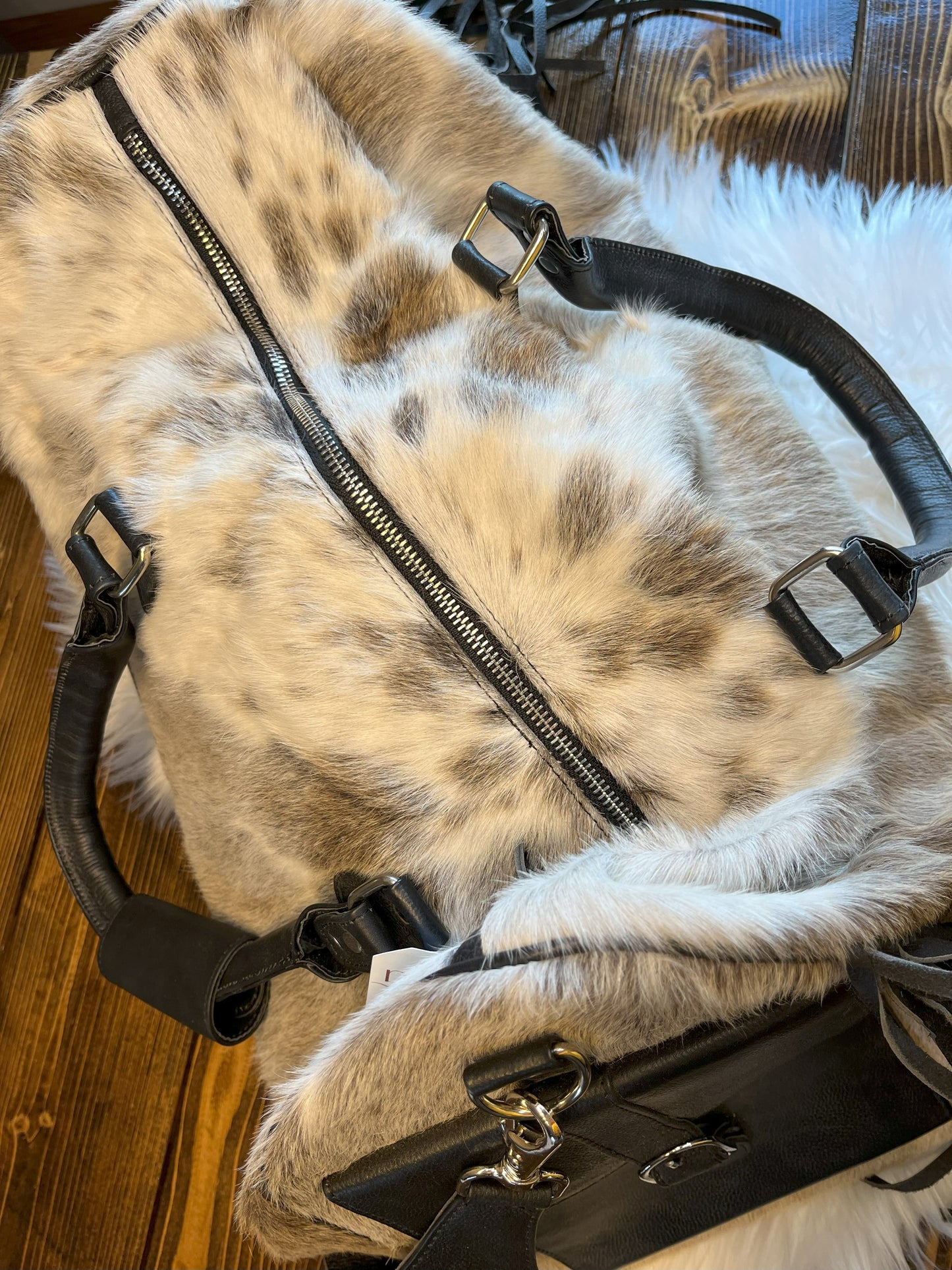 Cowhide Duffel Bag w/Fringe