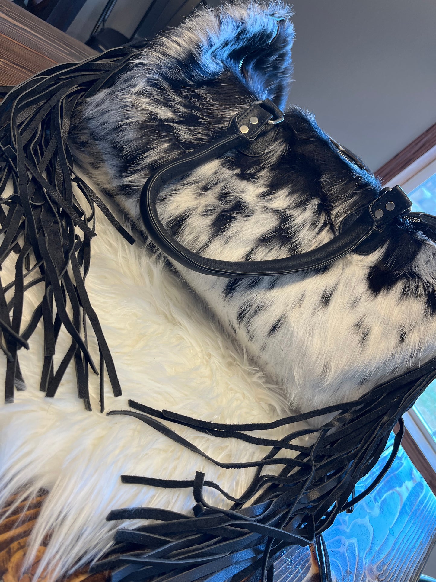 Cowhide Duffel Bag w/Fringe