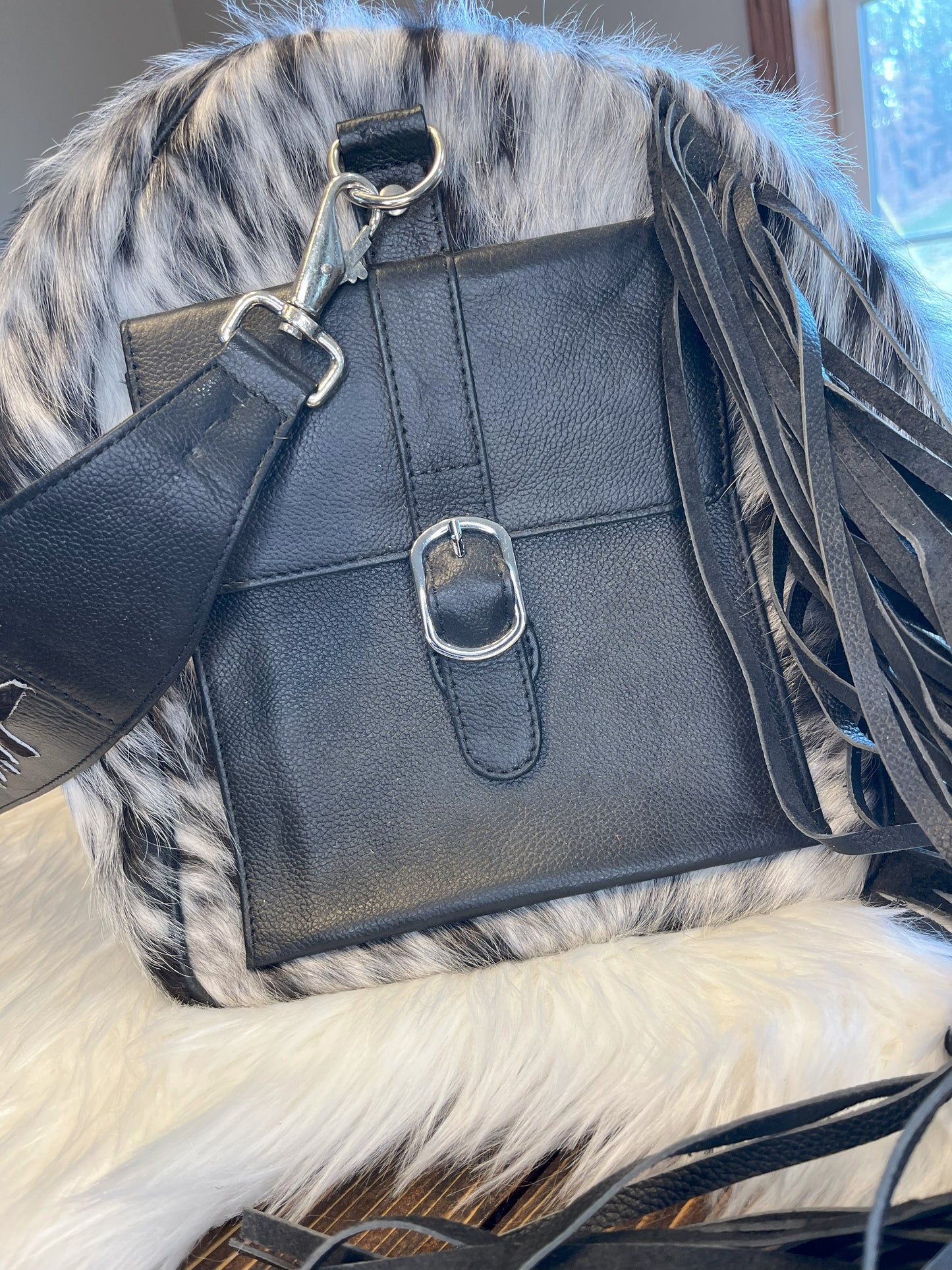 Cowhide Duffel Bag w/Fringe