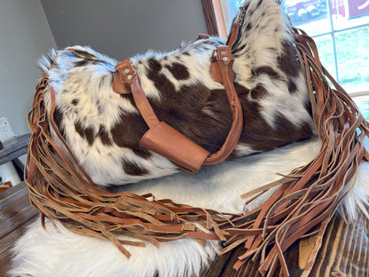 Cowhide Duffel Bag w/Fringe