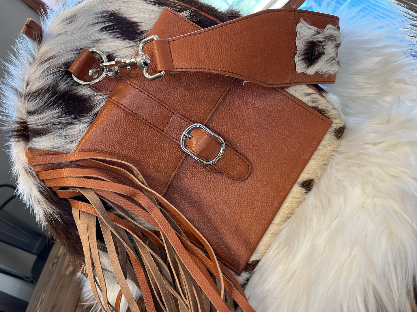 Cowhide Duffel Bag w/Fringe