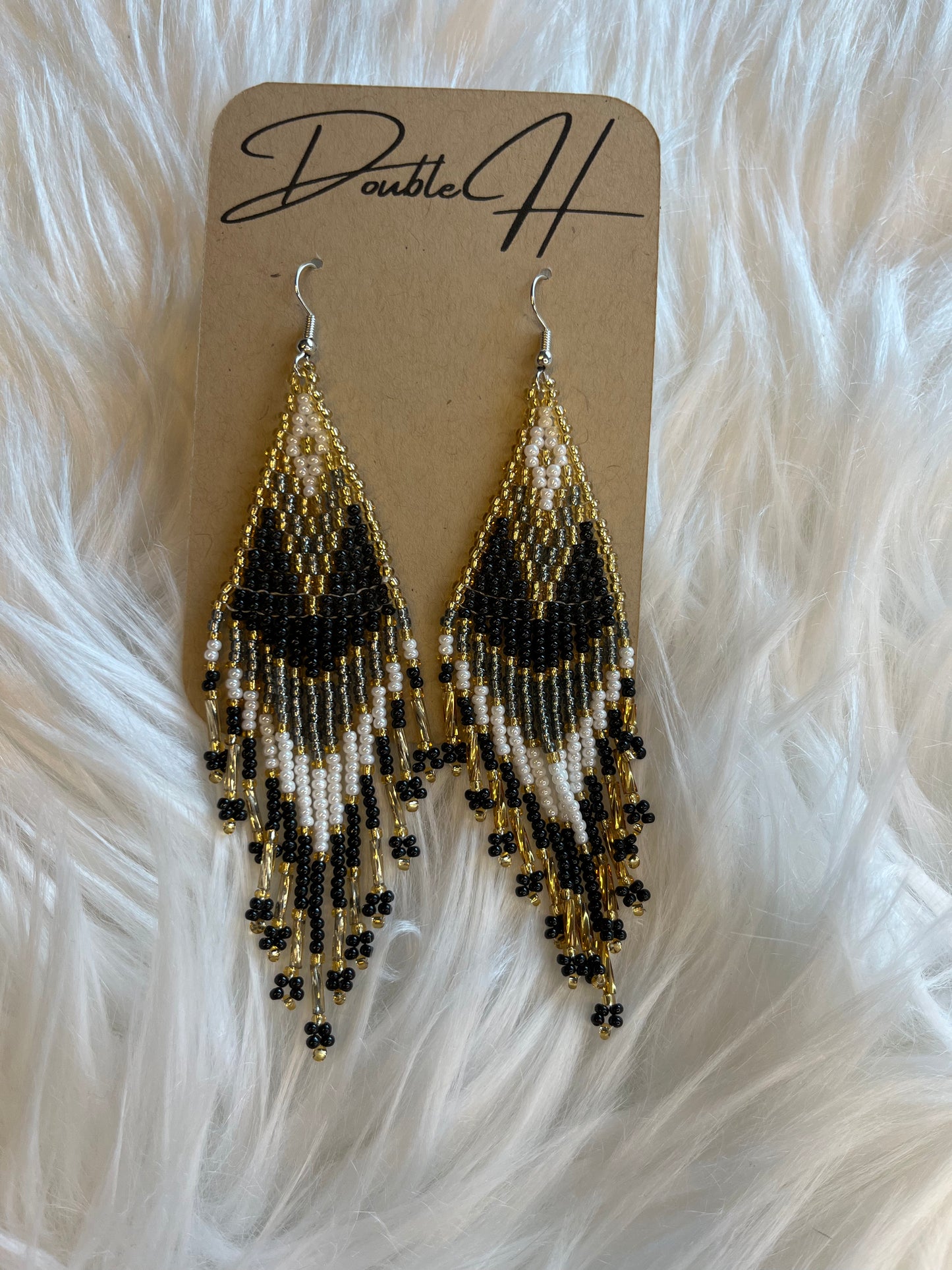 Black Beaded Drop Earrings