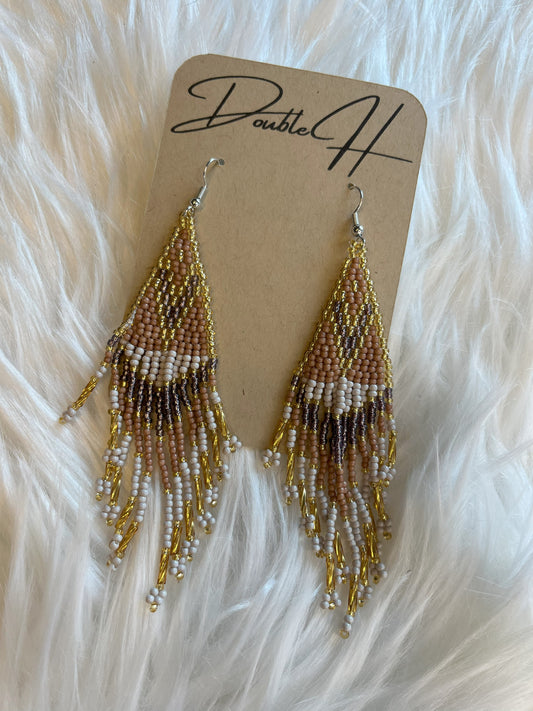 Gold Beaded Drop Earrings