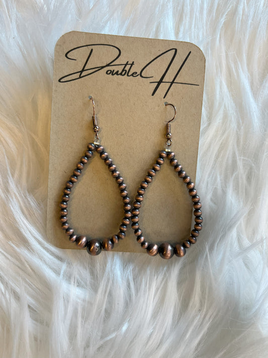 Brass Beaded Hoop Earrings