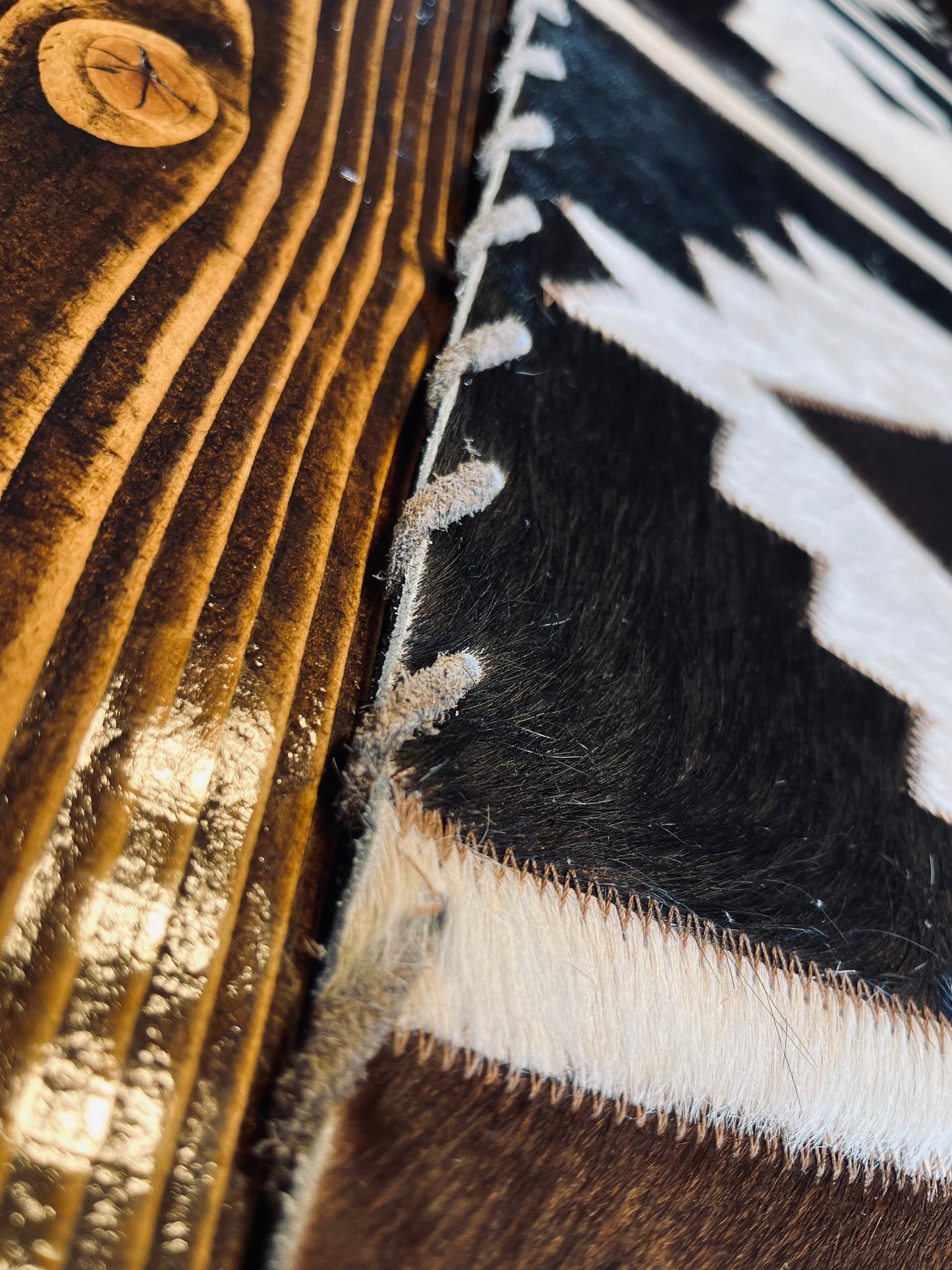 Aztec Design Cowhide Table Runner