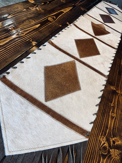 Diamond Design Cowhide Table Runner