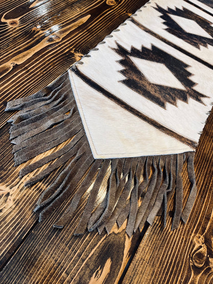 Aztec Design Cowhide Table Runner