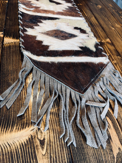 Aztec Design Cowhide Table Runner