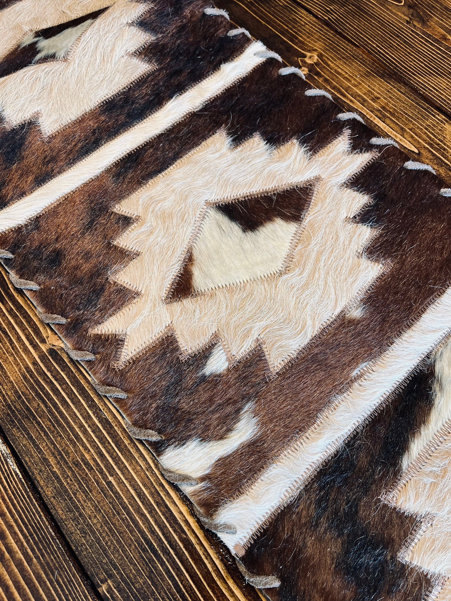 Aztec Design Cowhide Table Runner