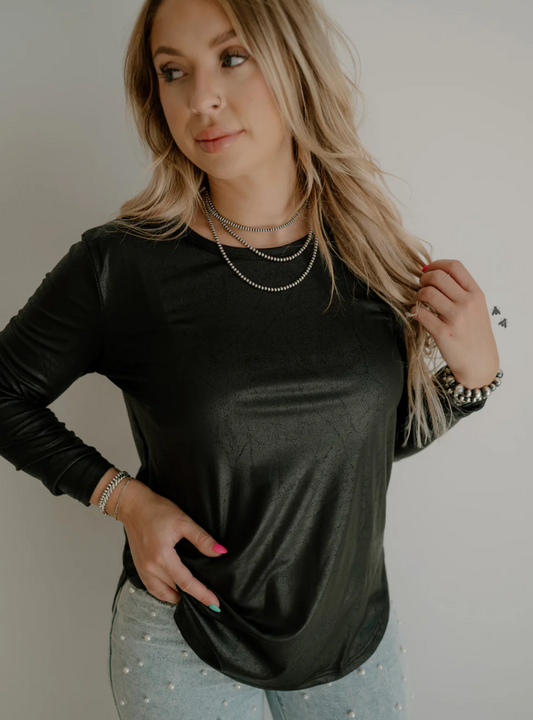 Swanky Leather Long Sleeve - Midnight