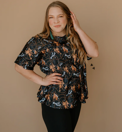 Palomino Print Flowy Top