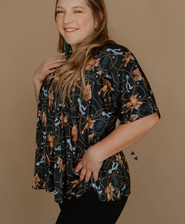 Palomino Print Flowy Top