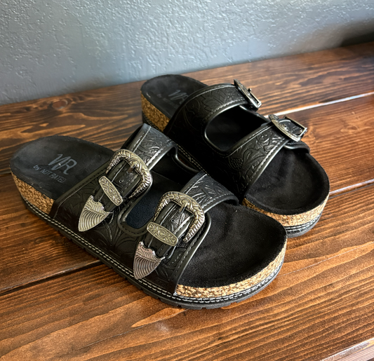 Black Morgana Dual Strap Sandal