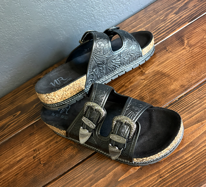 Black Morgana Dual Strap Sandal