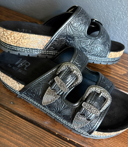 Black Morgana Dual Strap Sandal