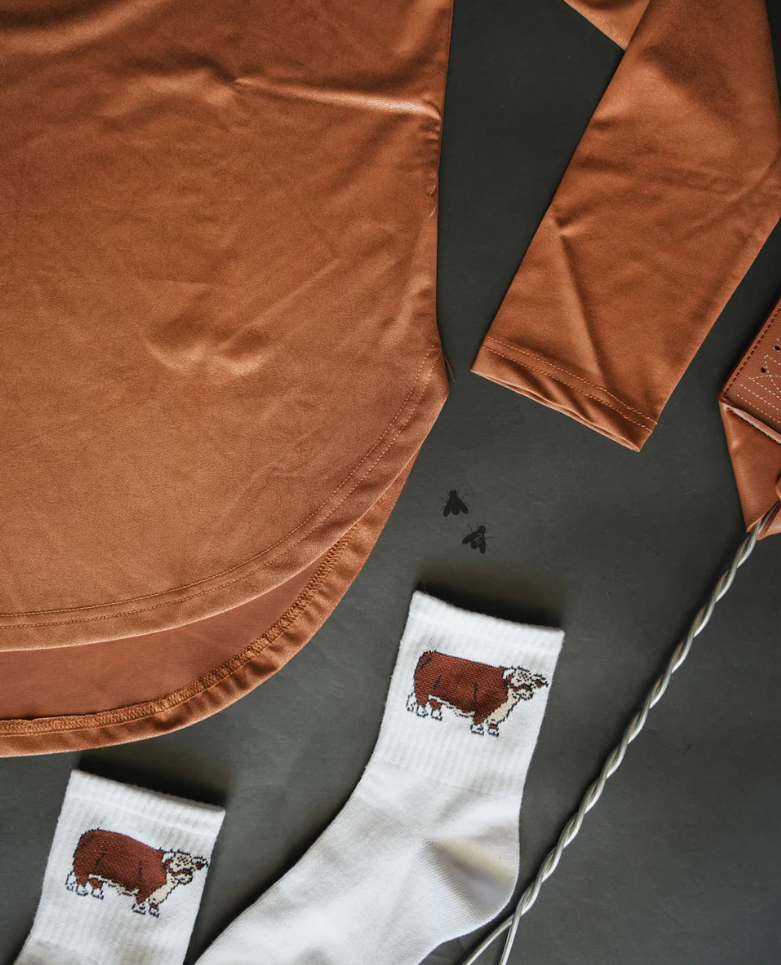 Swanky Leather Long Sleeve - Saddle